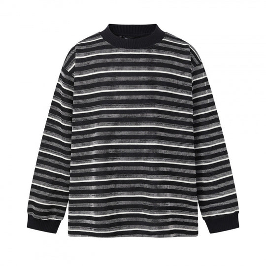 Unisex Feinstrickpullover im Boxy-Schnitt mit Rundhals und maritimen Streifen Shop Nory