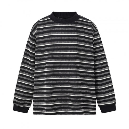 Unisex Feinstrickpullover im Boxy-Schnitt mit Rundhals und maritimen Streifen Shop Nory