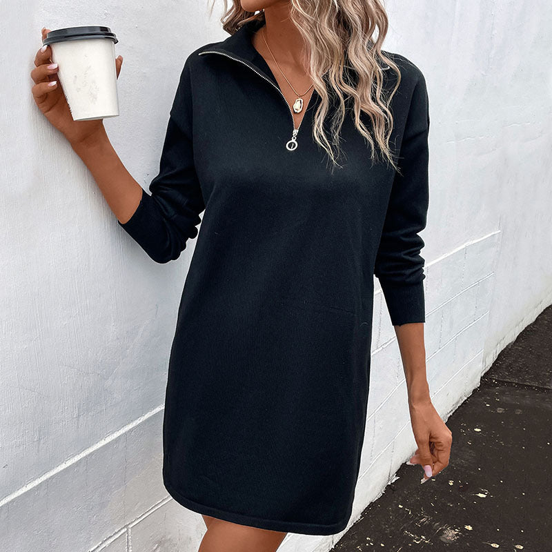 Damen Sportlicher Pulloverkleid mit Reißverschluss Shop Nory