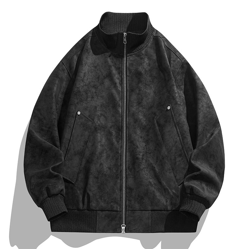 Herren Oversized Wildlederoptik-Bomberjacke mit Stehkragen und gerippten Bündchen Shop Nory