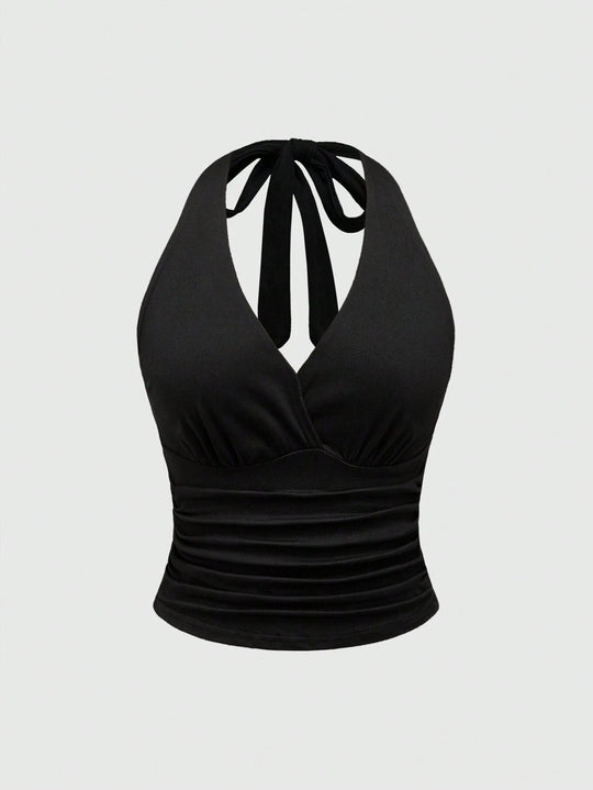 Damen Cut-Out Top mit Leo-Muster
