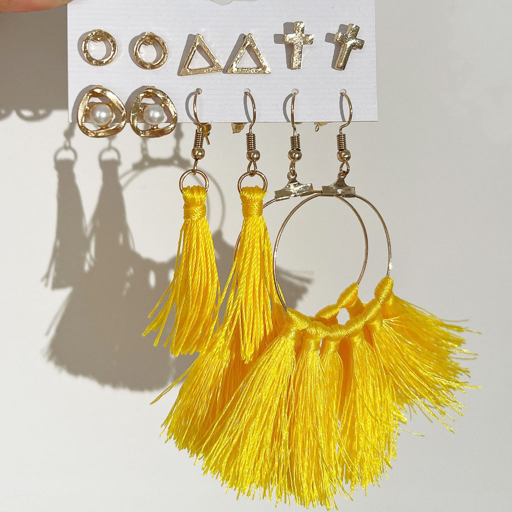 Damen Ohrringe Set mit bunten Quasten und eleganten Akzenten Shop Nory