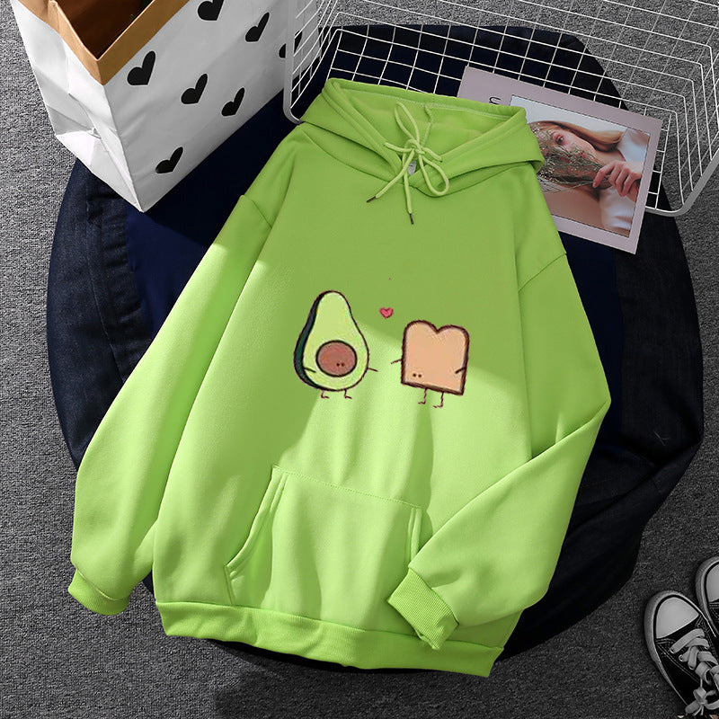 Damen nan gemütlicher Kapuzenpullover mit Avocado‑Toast-Illustration, weichem Fleece-Innenfutter und Kängurutasche Shop Nory