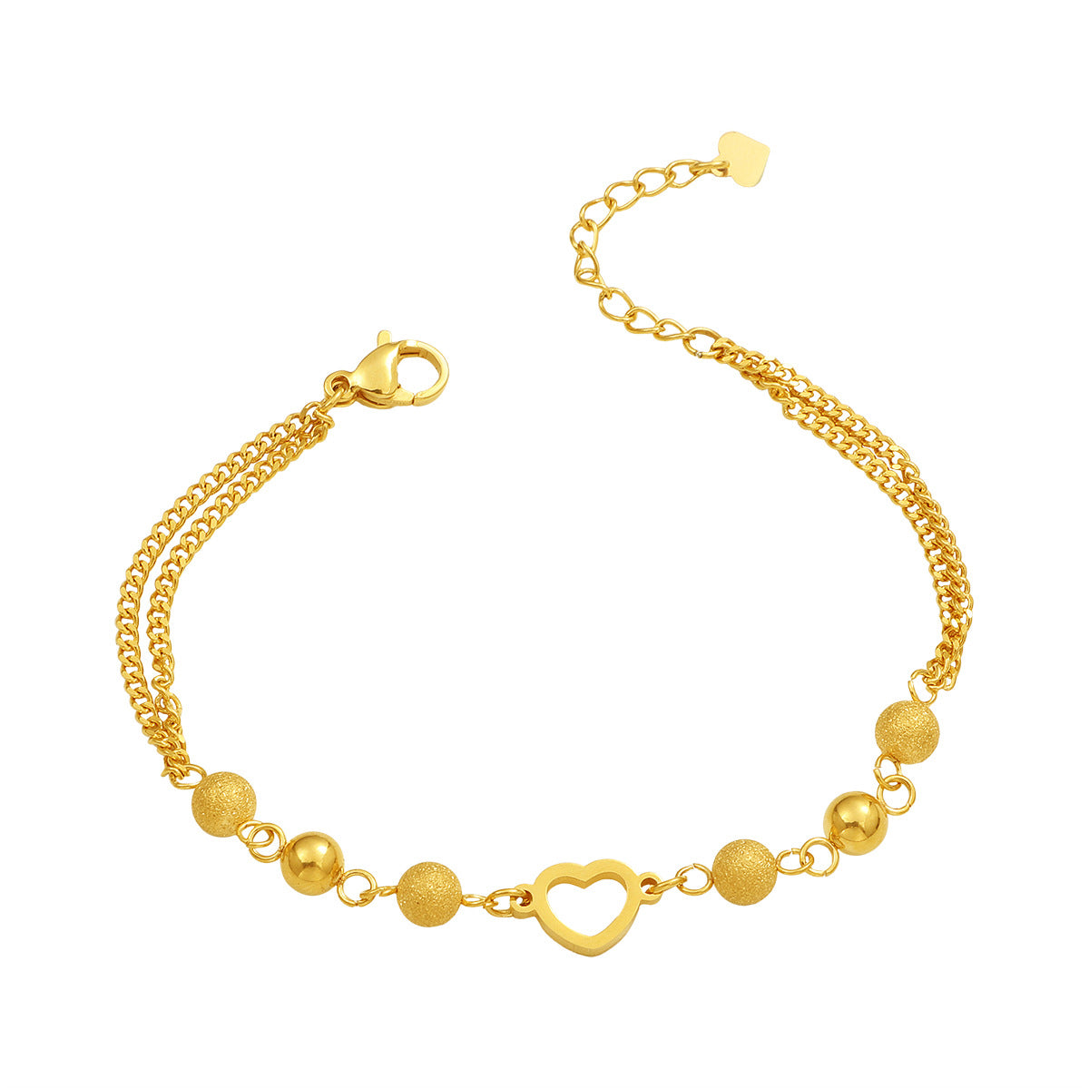 Damen modisches Armband mit funkelnden Kugeldetails und Herzanhänger Shop Nory