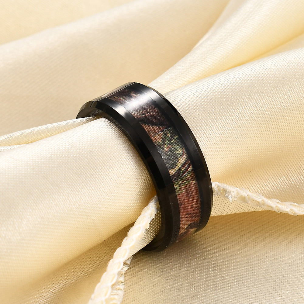 Herren Ring aus hochwertigem Edelstahl mit dekorativem Holz-Inlay Shop Nory