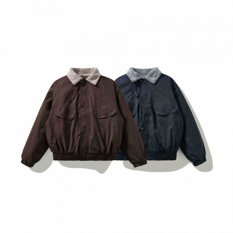 Herren Boxy-Utility-Bomberjacke mit Sherpa-Kragen und verdeckter Druckknopfleiste Shop Nory