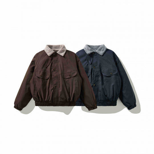 Herren Boxy-Utility-Bomberjacke mit Sherpa-Kragen und verdeckter Druckknopfleiste Shop Nory