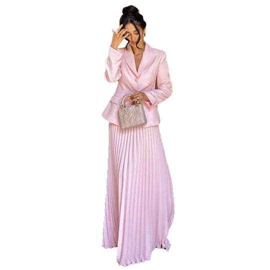 Damen Tailliertes Blazer‑und Midirock‑Set mit Plissee‑Rock & Bindegürtel Shop Nory