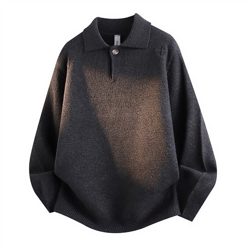 Unisex Lässiger Oversize-Strickpullover mit Polokragen und Halber Knopfleiste Shop Nory