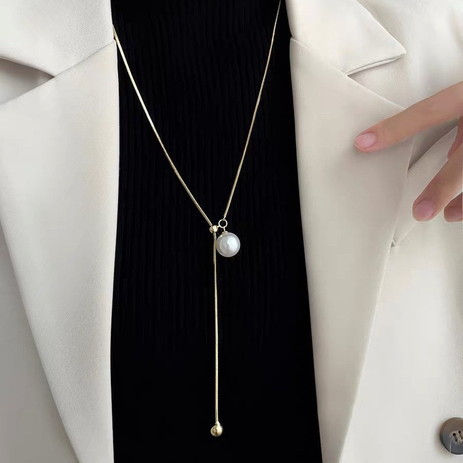 Verstellbare Perlen-Lariat-Halskette für Damen Shop Nory