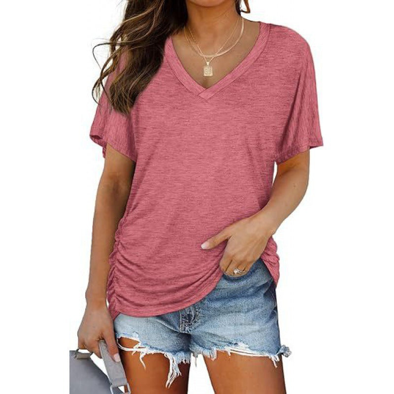 Damen V-Ausschnitt T-Shirt Aus Weichem Single Jersey