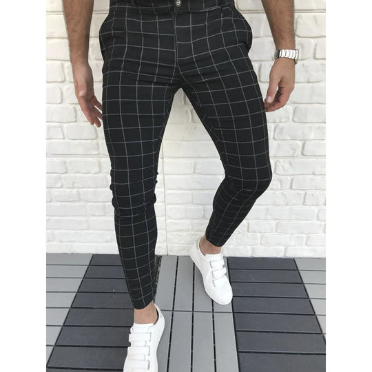 Herren Karierte Anzughose im Slim Fit Stil