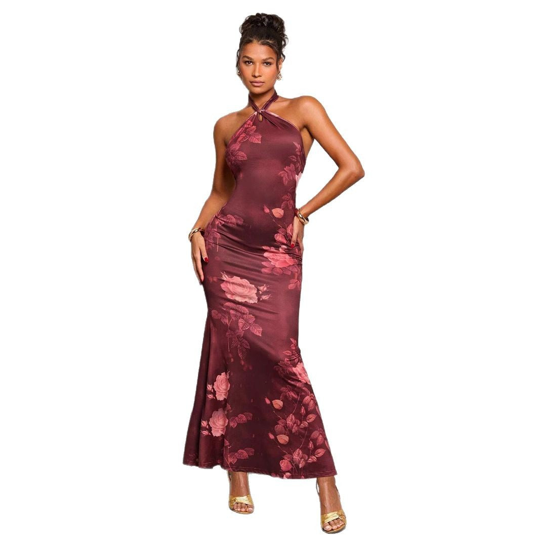 Damen Elegantes Abendkleid mit raffiniertem Floral-Print und Wickeldesign Shopnory