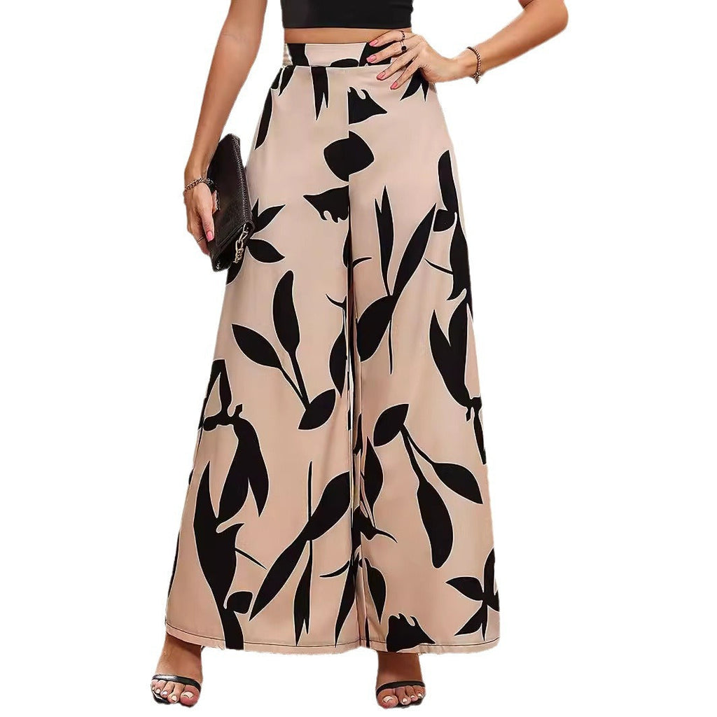 Damen Hochtaillierte Sommerhose mit floralem Druck
