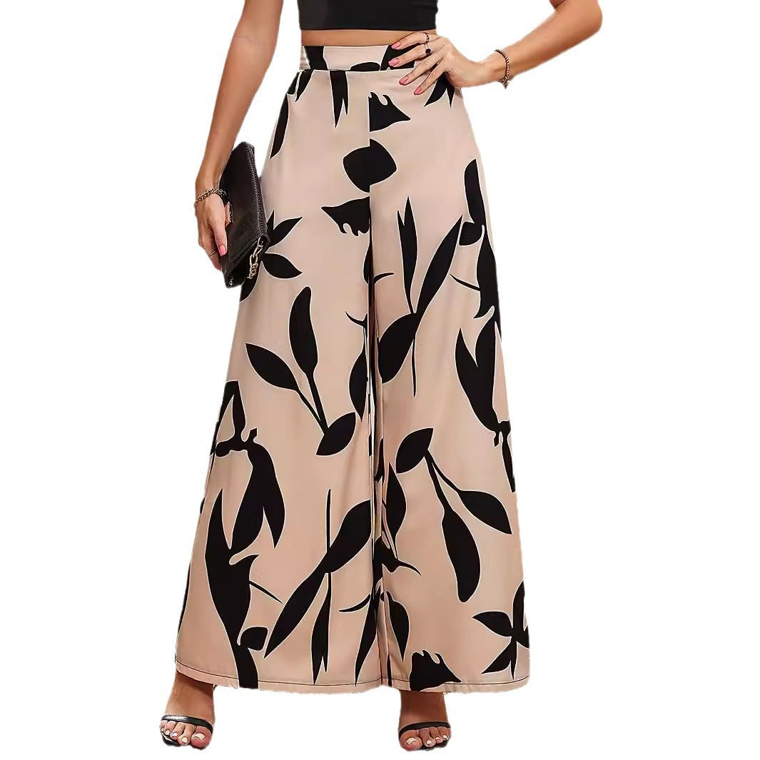 Damen Hochtaillierte Sommerhose mit floralem Druck