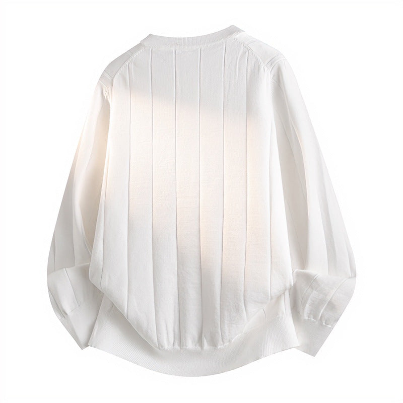 Unisex Oversized Strukturierter Henley-Strickpullover mit vertikaler Rippenstruktur und halber Knopfleiste Shop Nory