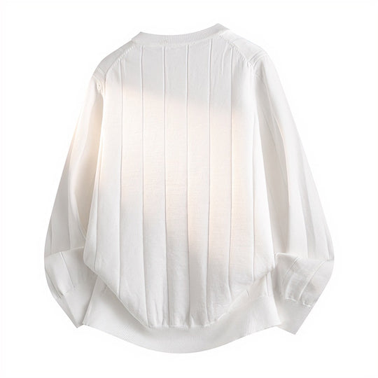 Unisex Oversized Strukturierter Henley-Strickpullover mit vertikaler Rippenstruktur und halber Knopfleiste Shop Nory