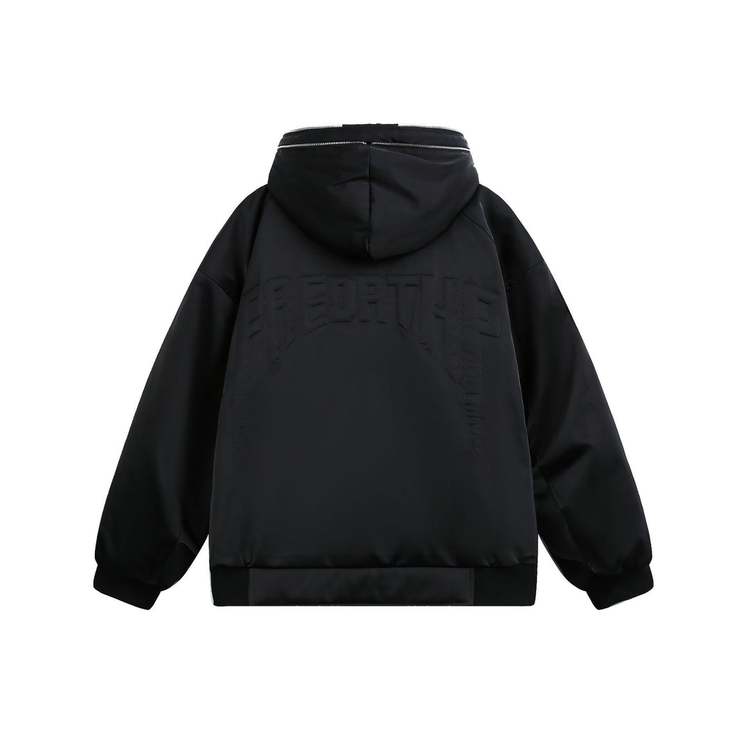 Herren Gepolsterte Oversize-Bomberjacke mit Kapuze und doppeltem Reißverschluss Shop Nory