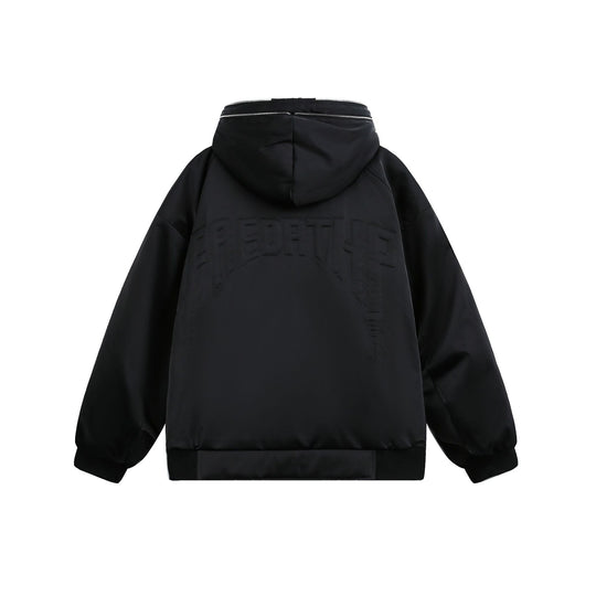Herren Gepolsterte Oversize-Bomberjacke mit Kapuze und doppeltem Reißverschluss Shop Nory