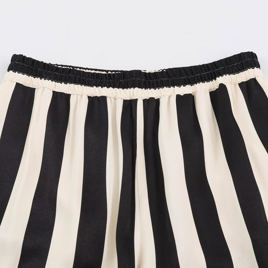 Damen Weite Palazzo-Hose mit vertikalen Streifen und elastischem Bund Shop Nory