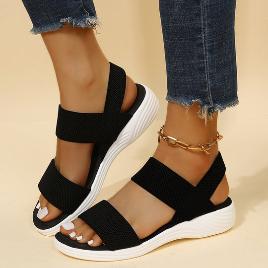 Damen Strick‑Sandalen mit elastischen Riemen und dämpfender Plateau‑Sohle Shop Nory