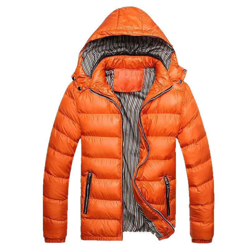 Herren Glänzende gesteppte Kapuzenjacke mit Thermo-Polsterung und gestreiftem Innenfutter Shop Nory