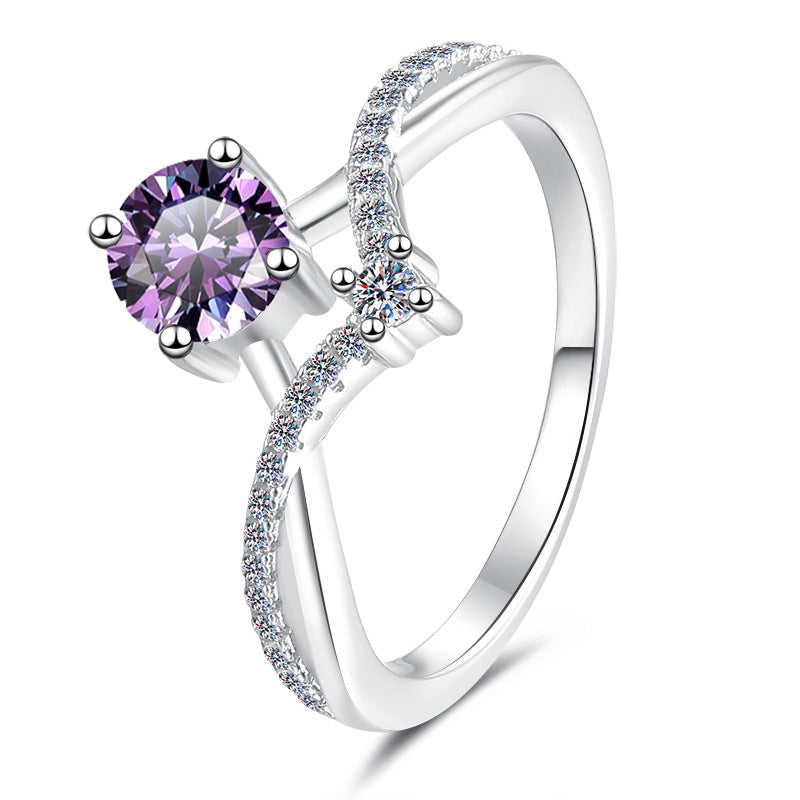 Damen Verlobungsring mit schwarzem Hauptstein und funkelnden Zirkonia-Elementen Shop Nory