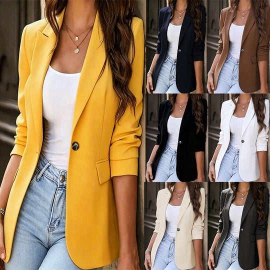 Damen Taillierter Ein-Knopf-Blazer mit Pattentaschen und schmaler Silhouette Shop Nory