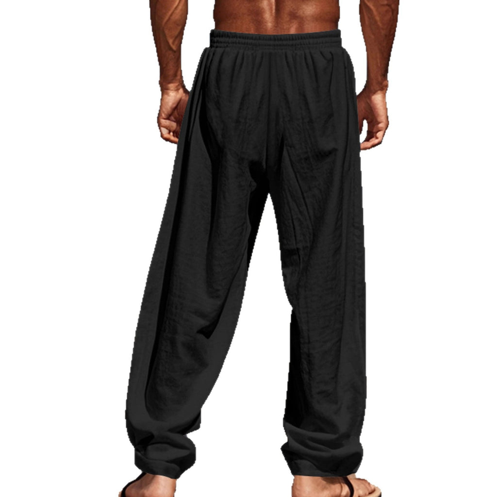 Herren Bequeme Leinenhose mit elastischem Bund und seitlichen Taschen ShopNory