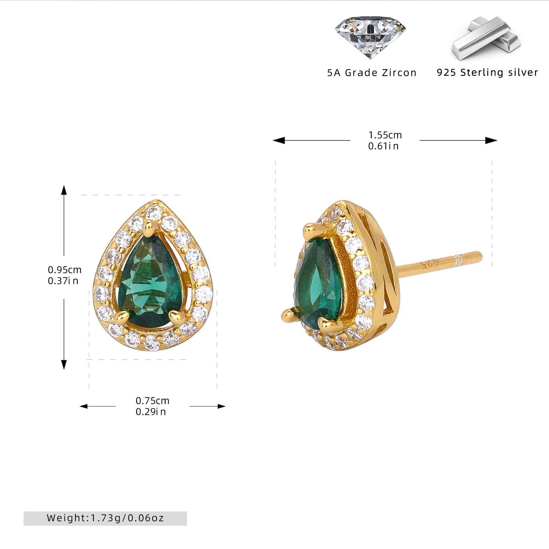 Damen Halskette mit tropfenförmigem Zirkonanhänger aus 925 Sterlingsilber und elegantem Design Shop Nory