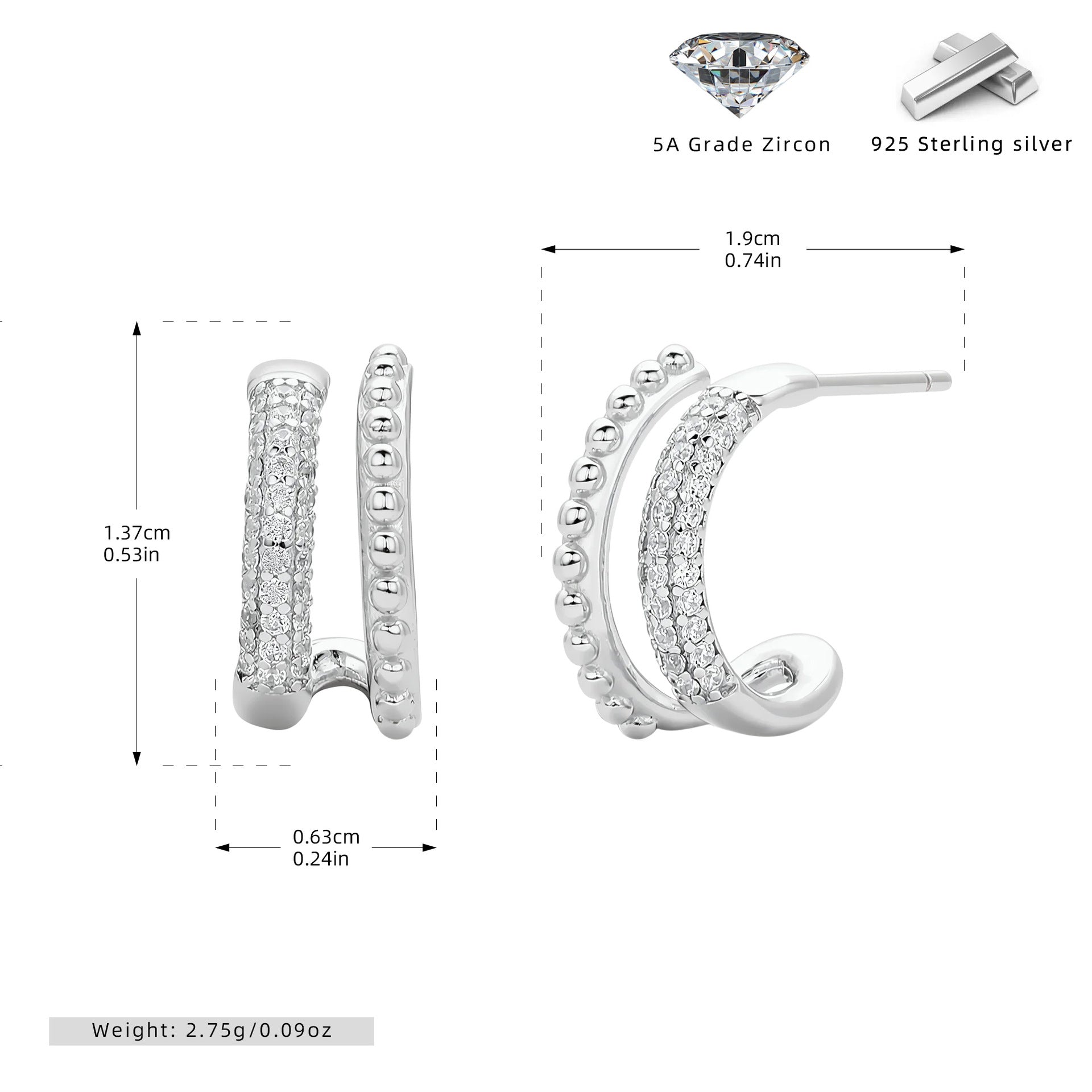 Damen Ohrhänger mit geschwungenem Design und luxuriösem Zirkonbesatz Shop Nory