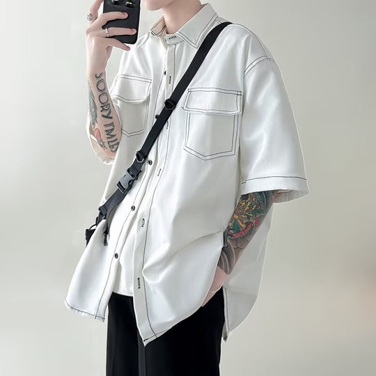 Herren Modisches Oversized Kurzarm-Hemd Shop Nory
