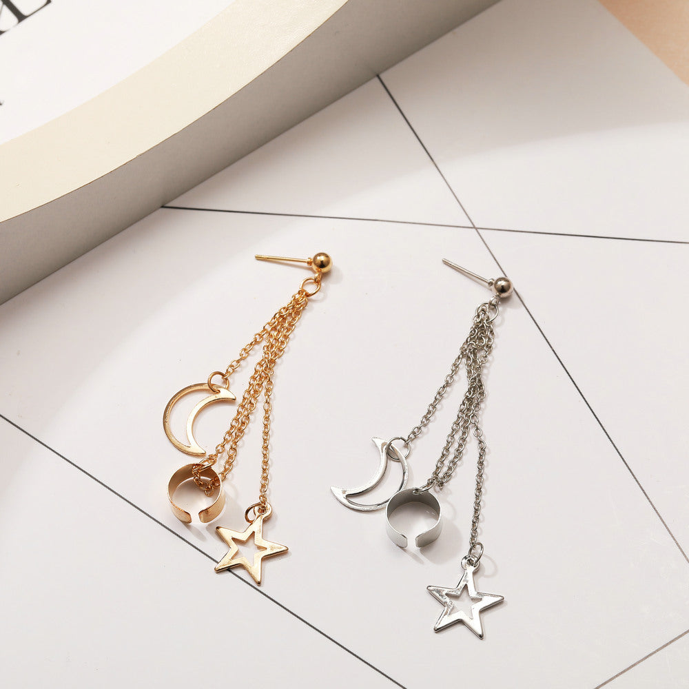 Damen Ohrcuff mit Kette und mondförmigen Anhängern Shop Nory