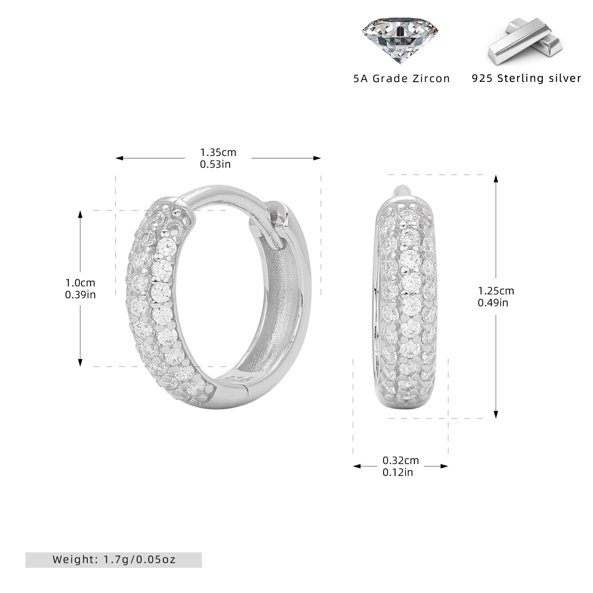 Damen Creolen mit luxuriösem Zirkonbesatz und hochwertigem 925 Sterling Silber Shop Nory