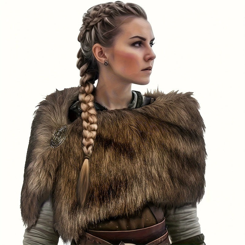 Damen Schulterstola aus Kunstpelz im rustikalen Fell‑Look mit Lederriemen Shop Nory