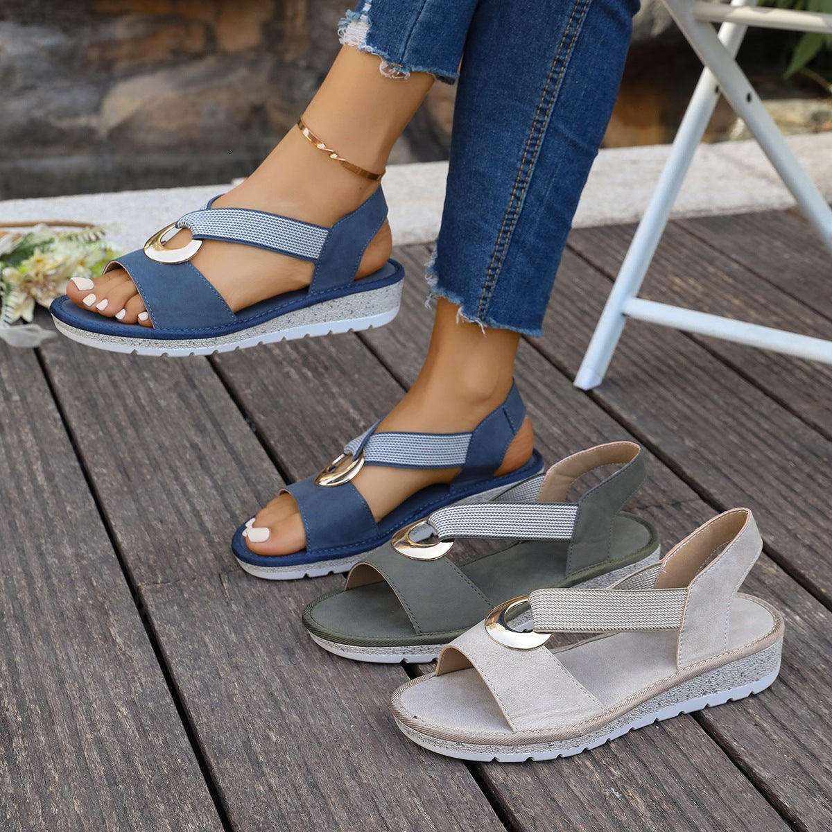 Damen Sandalen mit ergonomischer Sohle und modischem Riemendesign
