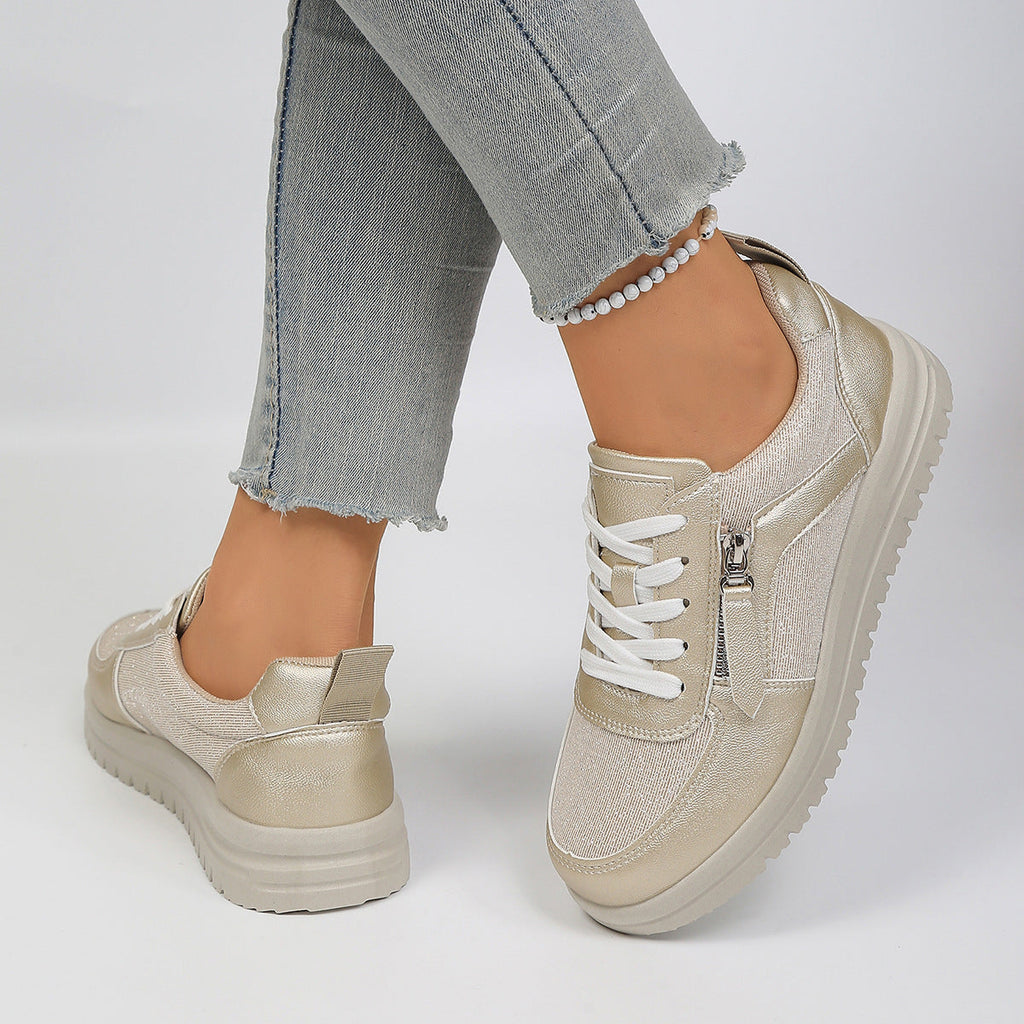 Damen Sneakers mit modischem Reißverschluss und bequemer Sohle