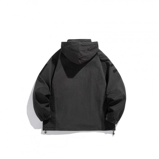 Unisex Technische Utility-Kapuzenjacke mit Reißverschluss, Brusttaschen und Klettpatch Shop Nory