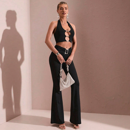 Damen High-Waist Schlaghose mit Shaping-Effekt, elastischem Komfortbund und ausgestelltem Bein Shop Nory