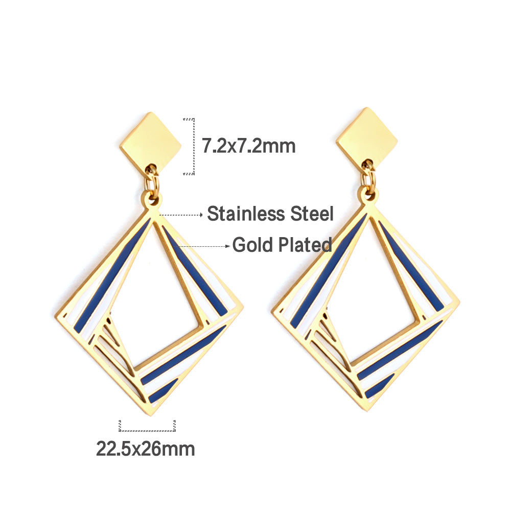 Damen Hängende geometrische Ohrringe aus goldplattiertem Edelstahl Shop Nory