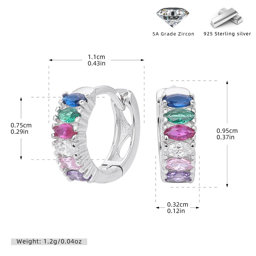 Damen Creolen mit bunten Zirkonia und hochwertiger 925 Sterlingsilberfassung Shop Nory
