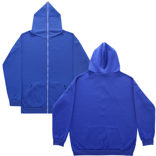 Unisex Zip-Hoodie mit durchgehendem Reißverschluss bis in spitze Kapuze, Kängurutasche und gerippten Bündchen Shop Nory