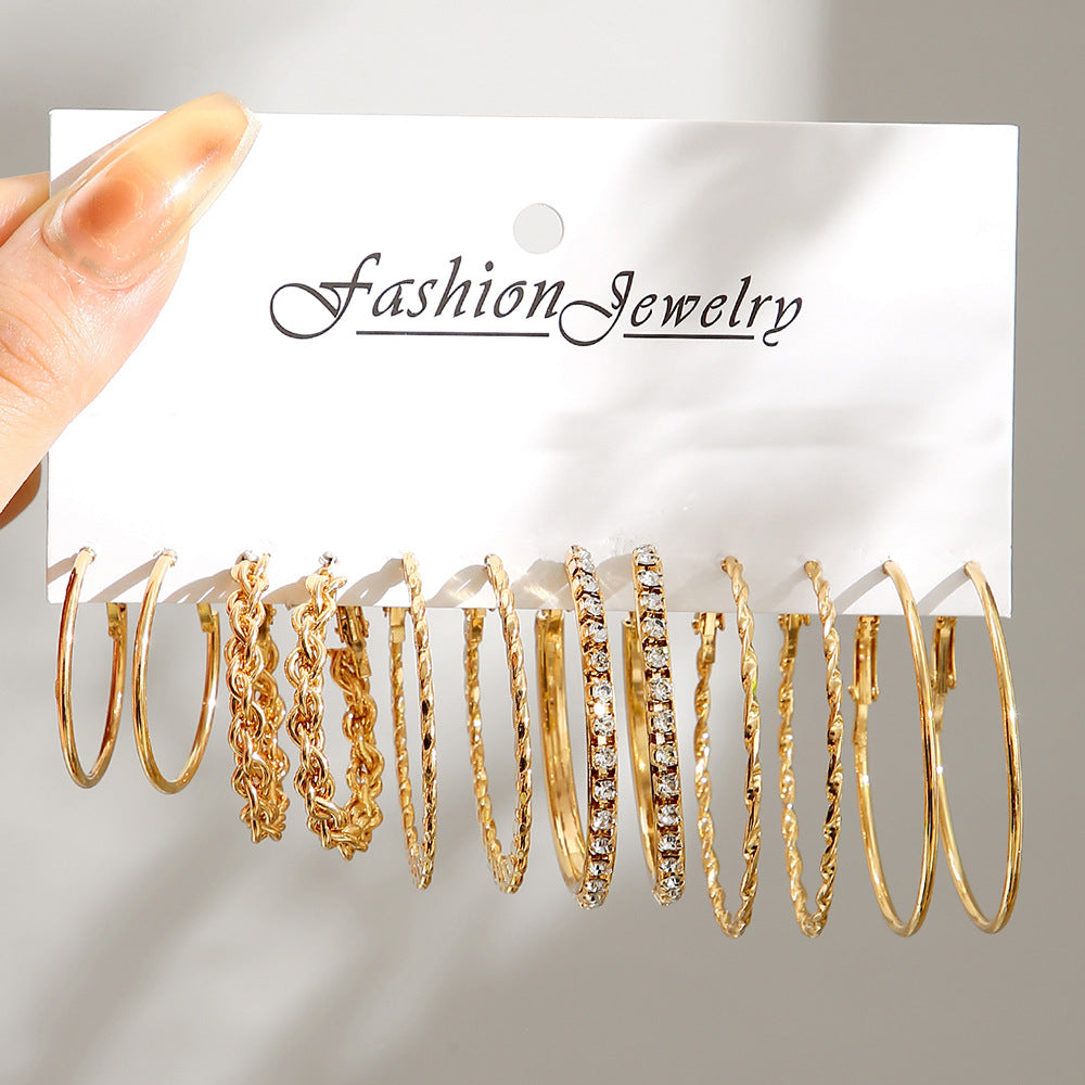 Damen Creolen Ohrringe Set mit verschiedenen strukturierten Designs Shop Nory