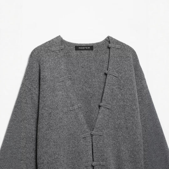 Damen Grobgestrickter Cardigan mit Knebelverschlüssen und kastiger Silhouette Shop Nory