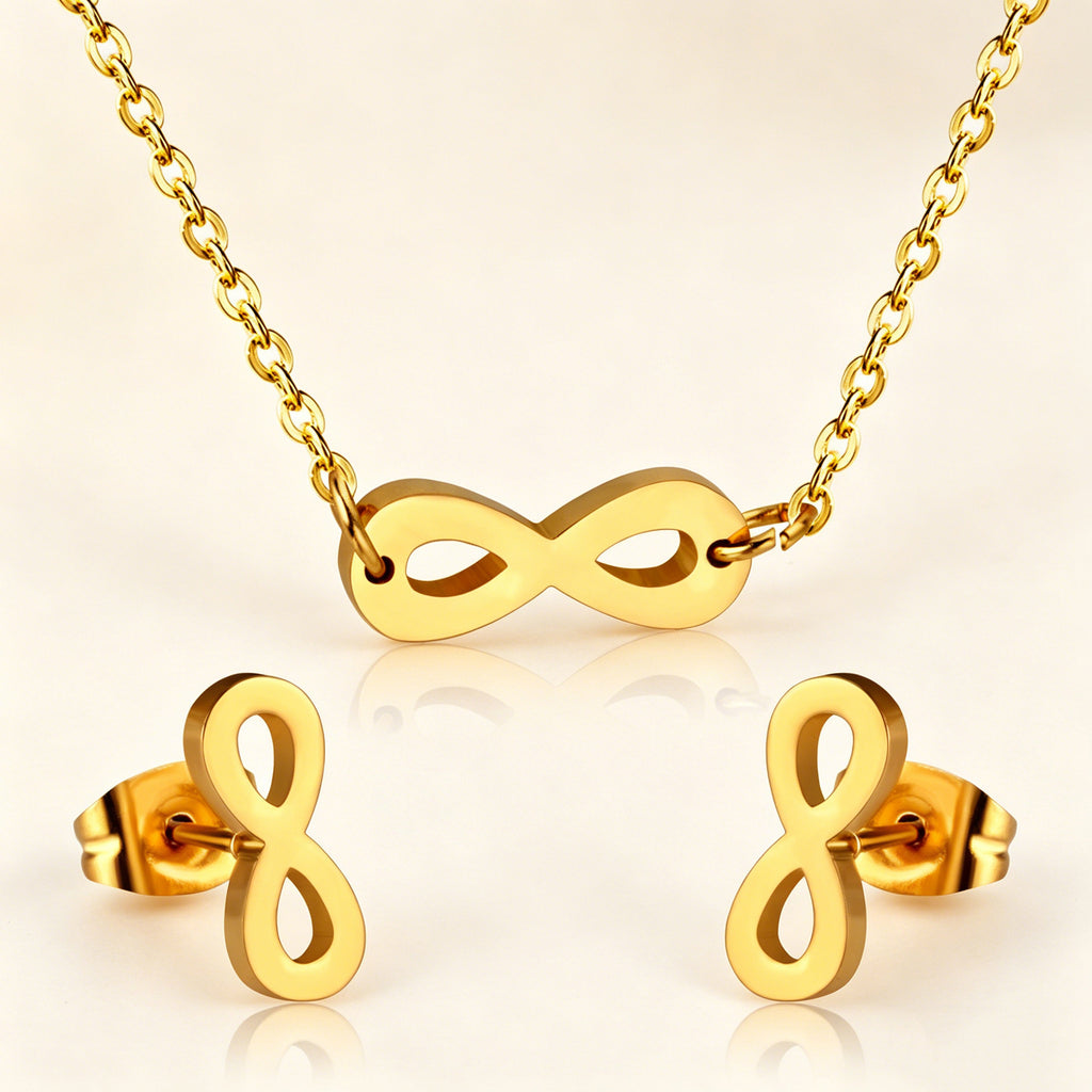Damen Schmuckset mit unendlichem Symbol aus hochwertigem Edelstahl und goldplattierter Oberfläche Shop Nory