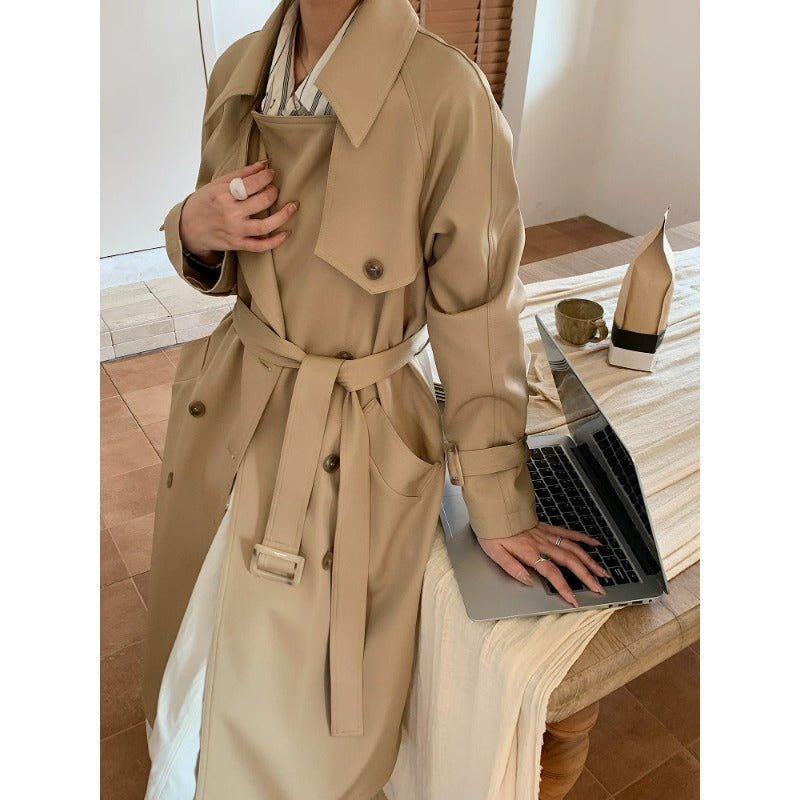 Damen Oversize Trenchcoat mit Doppelreihe, Taillengürtel und Epauletten Shop Nory