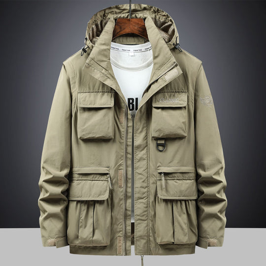 Herren Utility-Parka mit Multifach-Taschen, Kapuze und D-Ring Shop Nory