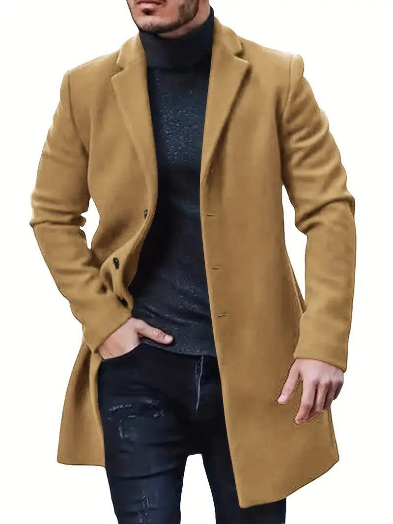 Herren nan midilanger Wollmix Mantel mit schlanker Silhouette und eleganter Knopfreihe Shop Nory