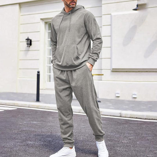 Herren Fleece-Loungewear-Set aus French Terry mit Kapuze, Kängurutasche und Relax-Jogginghose Shop Nory
