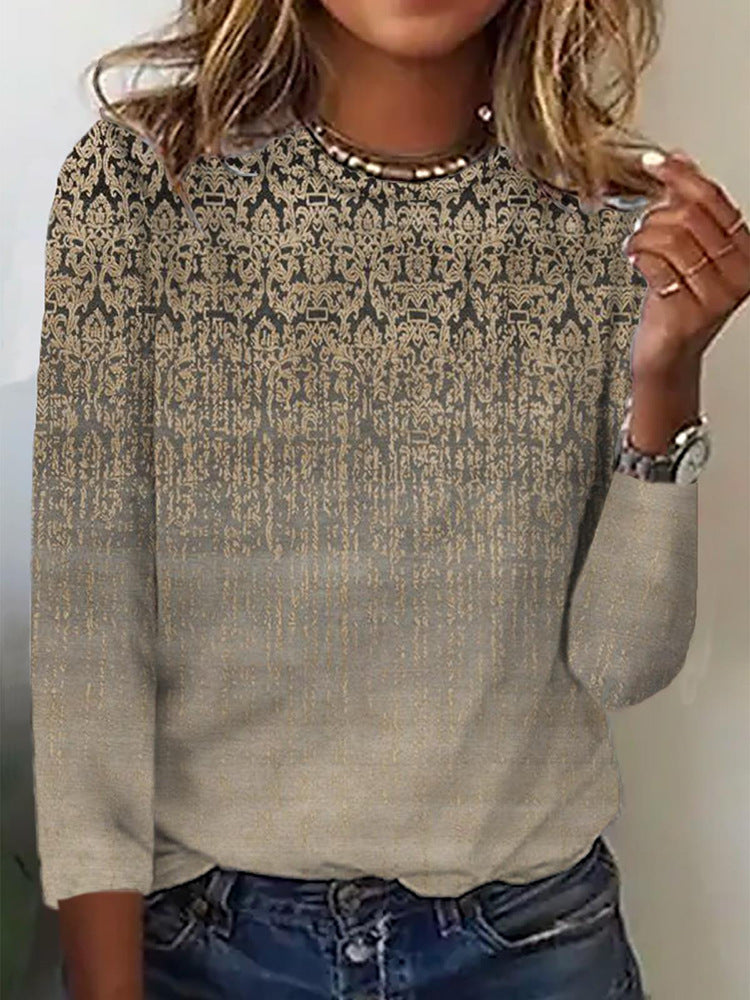 Damen Langärmeliges Oversize-Sweatshirt mit abstraktem Aquarell-Mosaikprint Shop Nory